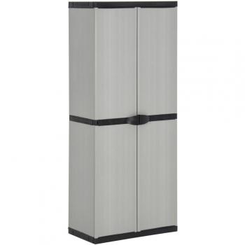 vidaXL Garden Storage Cabinet with 3 Shelves Grey&Black 68x40x168 cm