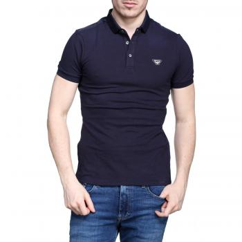 Armani Jeans Short Sleeved Slim Fit Taped Detail Polo Medium BLUE