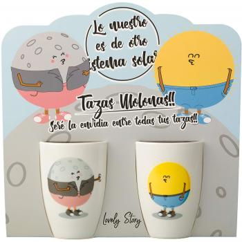 LS LOVELY STORY REGALA HISTORIAS BONITAS Pack 2 Tazas, Cerámica, Blanco, 14_cm