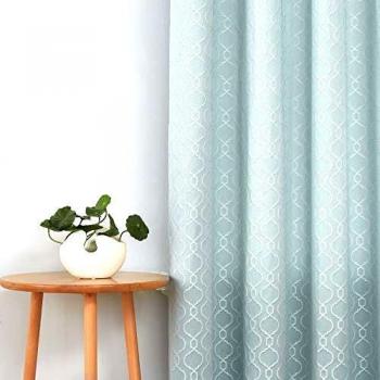 Deconovo Cortinas de Salón Térmicas Aislantes Dormitorio Decoración Ventanas para Habitación de Marroquí con Ojales 2 Piezas 132 x 183 cm Azul Cielo