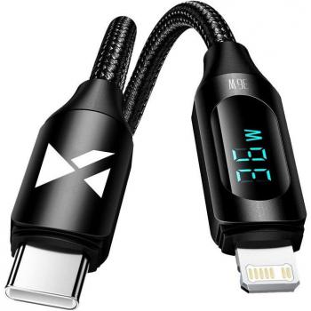 Cable USB-C a Lightning Wozinsky WUCLC1 con pantalla LED 36W 1m - Negro