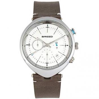 Breed Tempest Grey Leather Chronograph Watch with Date - One Size