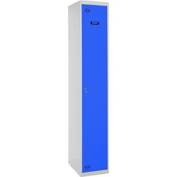 Taquilla Vestuario Metálica SimonRack, 1 Puerta, Incluye Llave, Profesional, Doble Compartimento, Dimensiones: 1800x500x500 mm, Color Gris/Azul