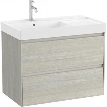 Mueble de baño Roca Ona con 2 cajones y lavabo a la izquierda, color roble claro