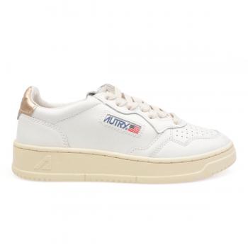 Autry Women's White & Gold Leather Low Top Sneakers Size 10 US (40 EU)