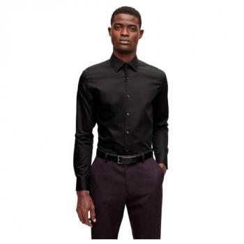 Camisa de Manga Larga Slim Fit BOSS H-Hank-Kent Color Negro Talla 40
