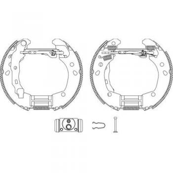 Kit de frenos de tambor HELLA 8DB 355 004-821 con cilindro de rueda y elemento de ajuste para RENAULT CLIO 2 y CLIO 3