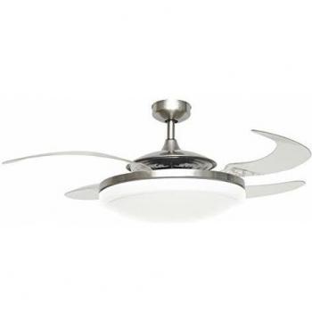 Ventilador de techo con luz Fanaway Evo 2, cromo mate, silencioso