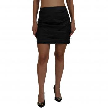Dolce & Gabbana Black Lambskin Leather A-line Mini Skirt - IT42|M, Size S, Female