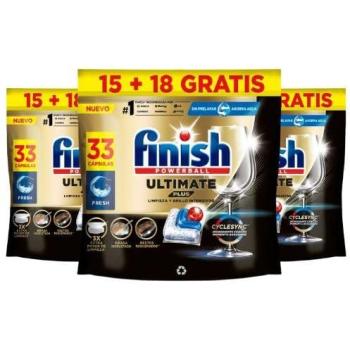 Pack Ahorro Finish Ultimate Plus - 99 Cápsulas de Detergente Lavavajillas Todo en Uno, Limpieza Profunda y Brillo Intenso