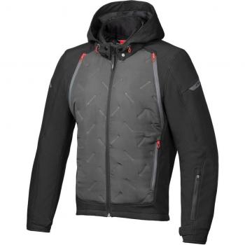 Ixon Chaqueta textil de motocicleta Fary Negro-Antracita-Rojo con características de protección, impermeable, transpirabilidad y ajuste ergonómico