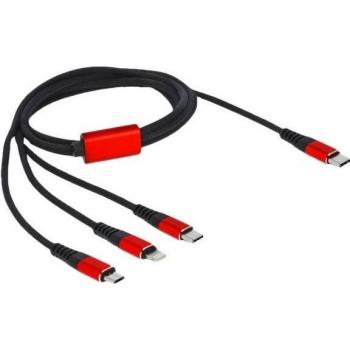 DeLOCK 86711 Cable USB 1 m USB 2.0 Tipo C/Micro-USB B/Lightning Negro/Rojo