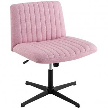 Adjustable Pink Crisscross Legged Office Chair without Wheels