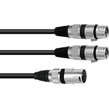 Cable Adaptador XLR Macho a 2x XLR Hembra, 1.5 m, Negro