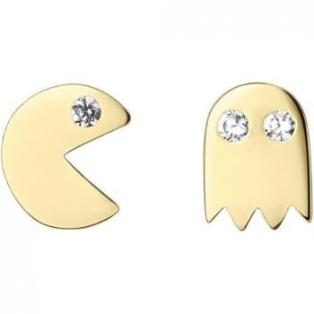 Ear Candy - Pendientes asimétricos Pacman de plata bañados en oro 18k
