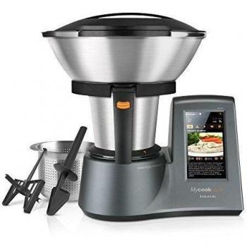 Taurus Mycook Touch Robot de Cocina, wifi, 1600 W, 2 L, hasta 140 grados, multifunción, más de 8000 recetas, Vaporera 2 niveles y cestillo de inox 29x36x26cm, Color Gris