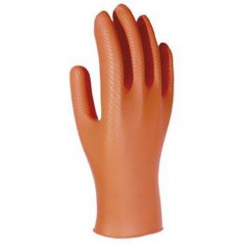Guante desechable nitrilo Unigrip naranja 50 unidades talla M