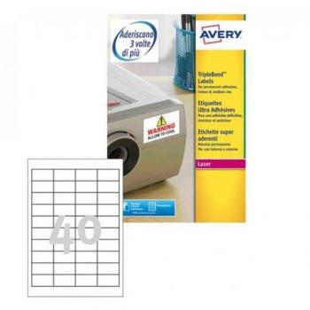 Etiqueta adhesiva Avery poliester super adherente blanca 45,7x25,4 mm laser pack de L6140-20