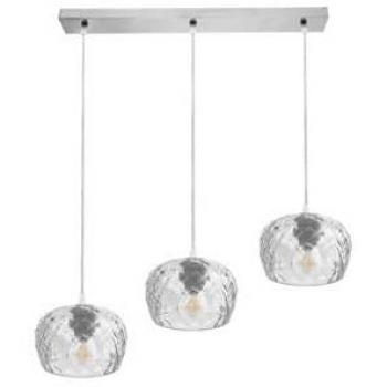 Regleta Estela 3xE27 Cromo con Tulipas de Cristal Tallado Transparente 65x13 cm