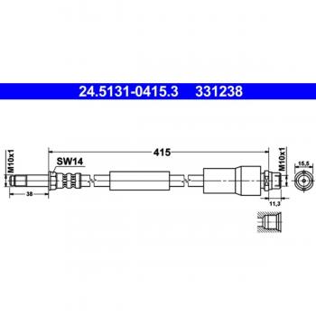 Tubo de freno ATE 24.5131-0415.3, Latiguillo de freno ATE 24.5131-0415.3