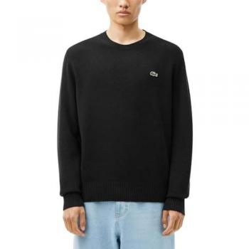 Lacoste Men's Black Round-Neck Knitwear Sweater - Size L
