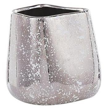 Vaso Decorativo de Gres Plateado 20 cm Estilo Glamour Cirta