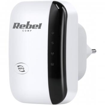 Repetidor WiFi Rebel KOM1030 - Amplificador de Señal 300 Mbps, Extensor de Red 2.4GHz y RJ-45