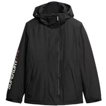 Superdry Yachter Windbreaker Jacket - Sustainable Men's Casual Hooded Raincoat in Black/Bold Orange, Size M