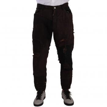 Dolce & Gabbana Brown Cotton Distressed Regular Denim Jeans - IT48 | M