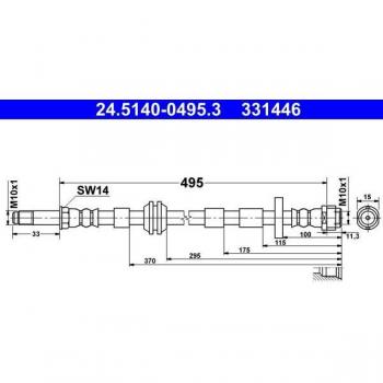 Latiguillo de freno ATE 24.5140-0495.3 - Tubo de freno, accesorios y mangueras de frenos