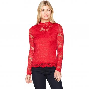VERO MODA Vmjoy L/s Highneck Top Boo, Camiseta sin Mangas para Mujer, Rojo