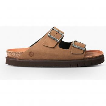 Sandalias de hombre Genuins Hawaii marrón con planta anatómica, hebilla y diseño plano - Outlet 2024