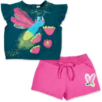 Conjunto de bebé niña Tuc Tuc Tropadelic con camiseta de volantes y short con cordón ajustable