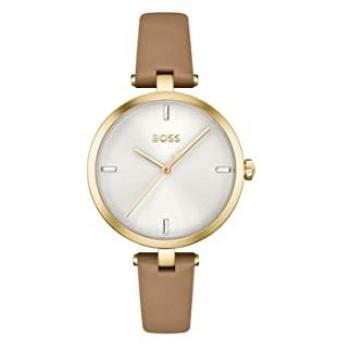 Boss Majesty Women's Watch 1502652 - Brown Leather Strap, Silver Case, 32mm