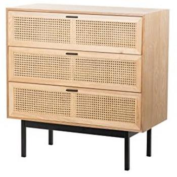 Cómoda de Madera con Ratán 95x44x97 cm - Mueble de Almacenamiento para Ropa de Cama y Toallas