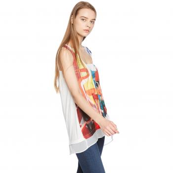 Desigual - Camiseta sin Mangas - para Mujer Blanco XXL