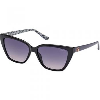 Guess Cat-Eye Sunglasses GU7919 in Glossy Black with Gradient Smoke Lenses, One Size