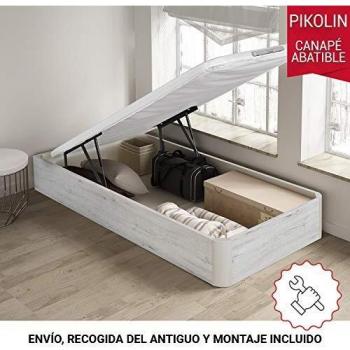 PIKOLIN, canapé abatible de almacenaje Color Gris Glaciar 105x190, Servicio de Entrega Premium Incluido