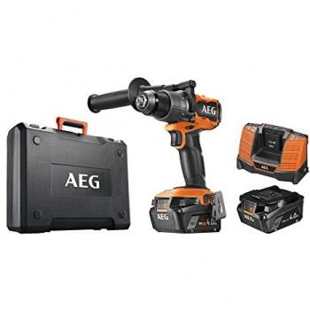 Taladro atornillador sin escobillas AEG 18V, 110Nm, 0-500/2.100rpm, portabrocas metálico de 13mm, suministrado con 2 baterías L