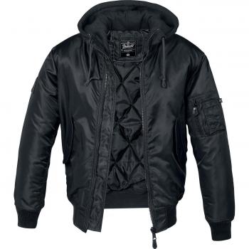Brandit MA1 Black Hooded Bomber Jacket for Men