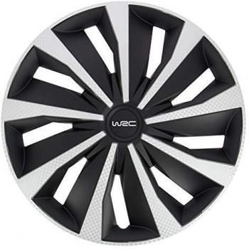 Juego de 4 Tapacubos 15 Estilo Carbono Gris y Negro WRC 007498
