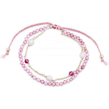 Pulsera Luxenter Athat de Aleación de Metal y Turmalina Rosa Acabado Baño Oro 18K