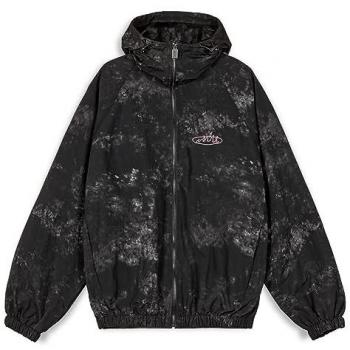 Chaqueta Grimey Melted Stone Tie And Dye Vintage Track Jacket para mujer en color negro