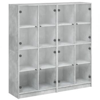 Estantería con puertas de madera de ingeniería gris 136x37x142 cm