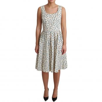 Dolce & Gabbana Beige Dotted Cotton A-Line Gown Dress - IT44|L, Midi Dress, Female, Size: M