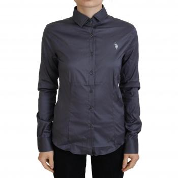 Ralph Lauren Gray Printed Long Sleeves Collared Top - IT38 | XS