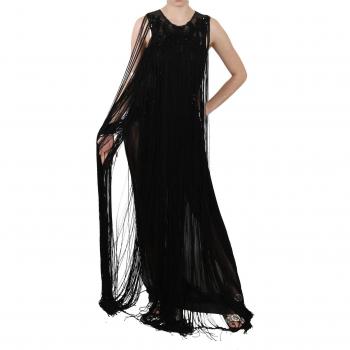 Black Silk Beaded Sequined Sheer Dress by John Richmond - IT42|M