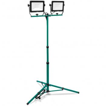 Foco de trabajo LED 2x 50W - Soporte regulable en altura, giratorio e inclinable, 9500 lúmenes