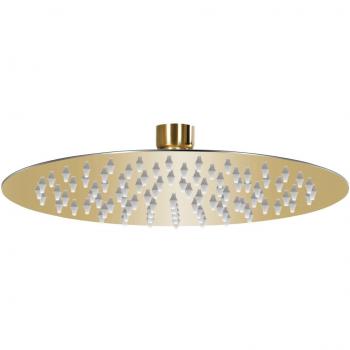 Cabezal de ducha redondo efecto lluvia acero inox dorado 20 cm