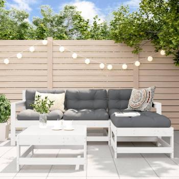 vidaXL 5 Piece Garden Lounge Set White Solid Wood Pine